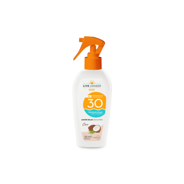 LIVE LONGER SUN LOCION MONOI Y COCO SFP 30 200 ML SPRAY